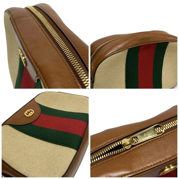 Auth GUCCI Shelly Cream Brown Multi Canvas Leather Shoulder Bag - Picture 6 of 14